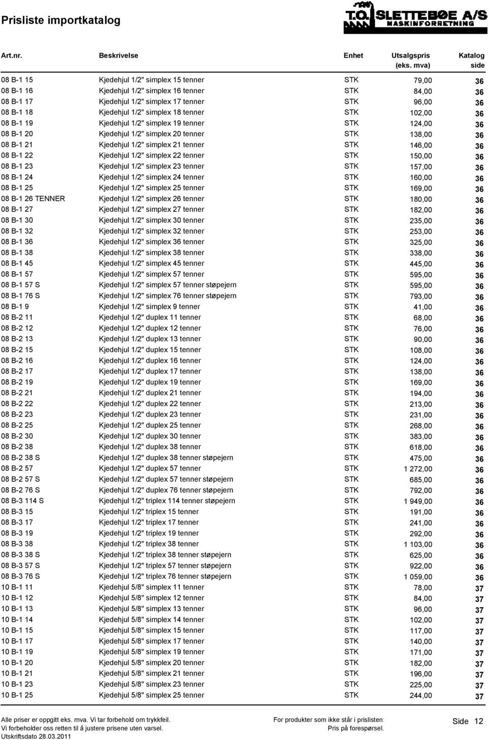 simplex tenner STK 10,00 6 08 B-1 Kjedehjul 1/" simplex tenner STK 17,00 6 08 B-1 Kjedehjul 1/" simplex tenner STK 160,00 6 08 B-1 Kjedehjul 1/" simplex tenner STK 169,00 6 08 B-1 6 TENNER Kjedehjul