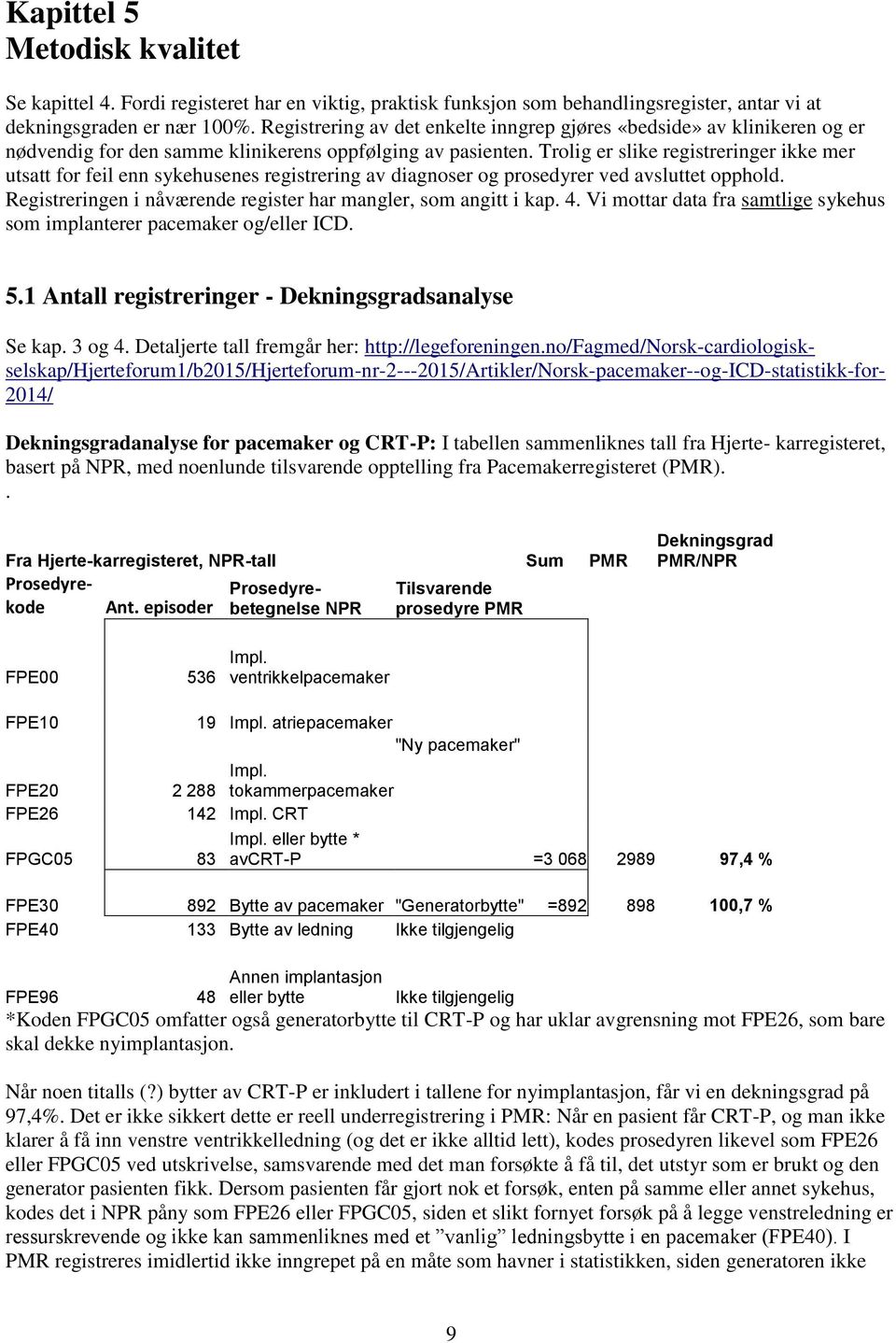 Trolig er slike registreringer ikke mer utsatt for feil enn sykehusenes registrering av diagnoser og prosedyrer ved avsluttet opphold.