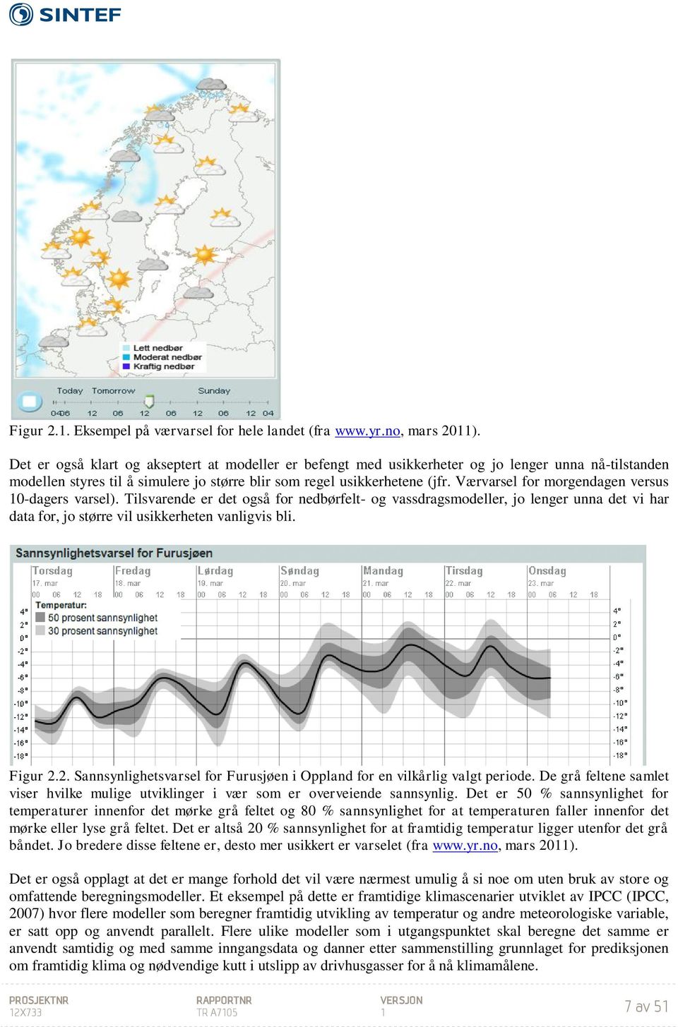 Værvarsel for morgendagen versus 10-dagers varsel). Tilsvarende er det også for nedbørfelt- og vassdragsmodeller, jo lenger unna det vi har data for, jo større vil usikkerheten vanligvis bli. Figur 2.