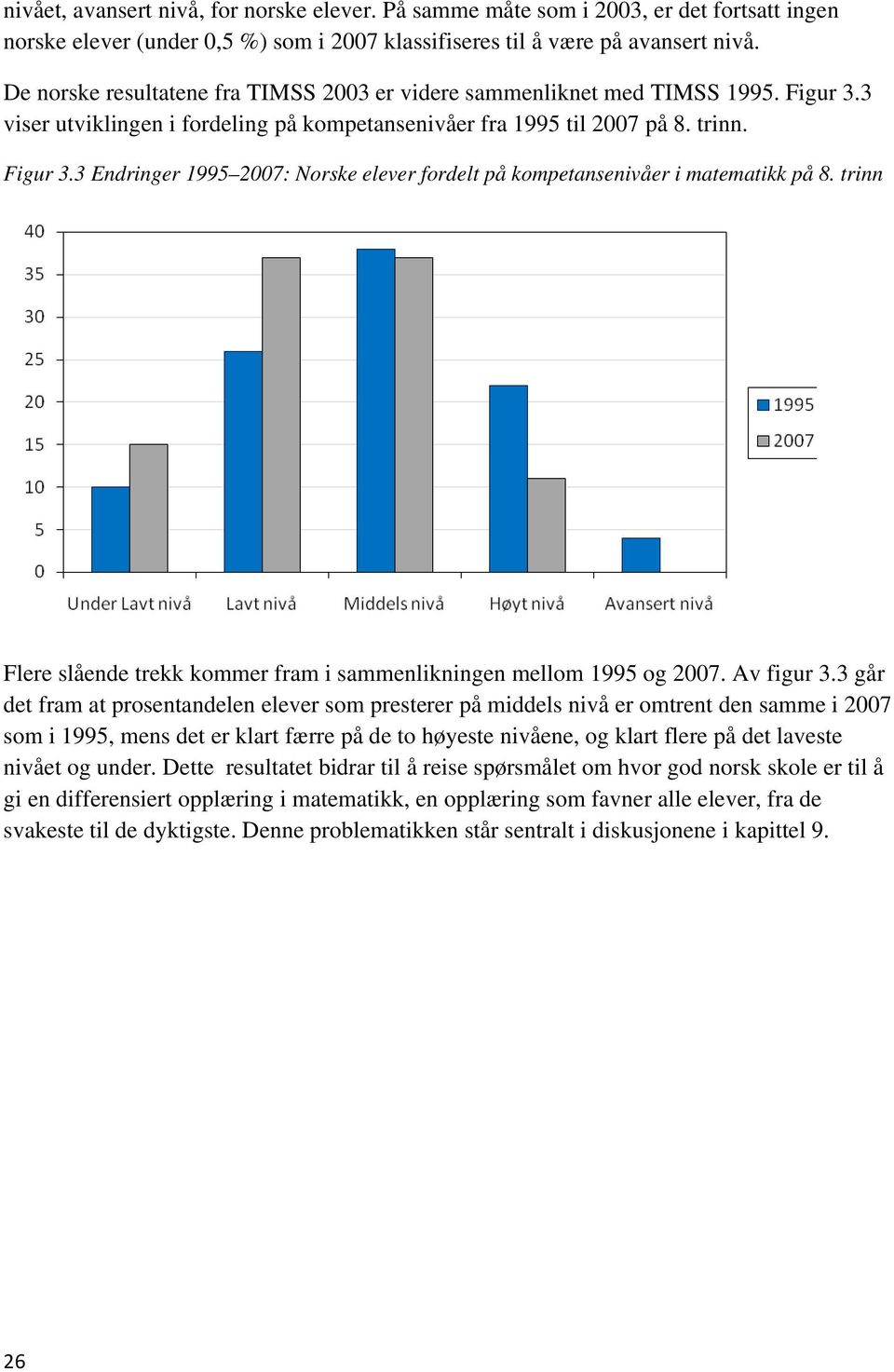 trinn Flere slående trekk kommer fram i sammenlikningen mellom 1995 og 2007. Av figur 3.