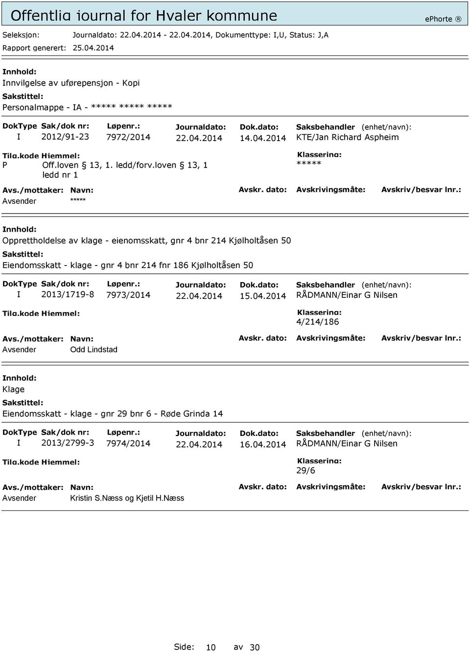 loven 13, 1 ledd nr 1 ***** Avsender ***** Opprettholdelse av klage - eienomsskatt, gnr 4 bnr 214 Kjølholtåsen 50 Eiendomsskatt - klage - gnr 4 bnr