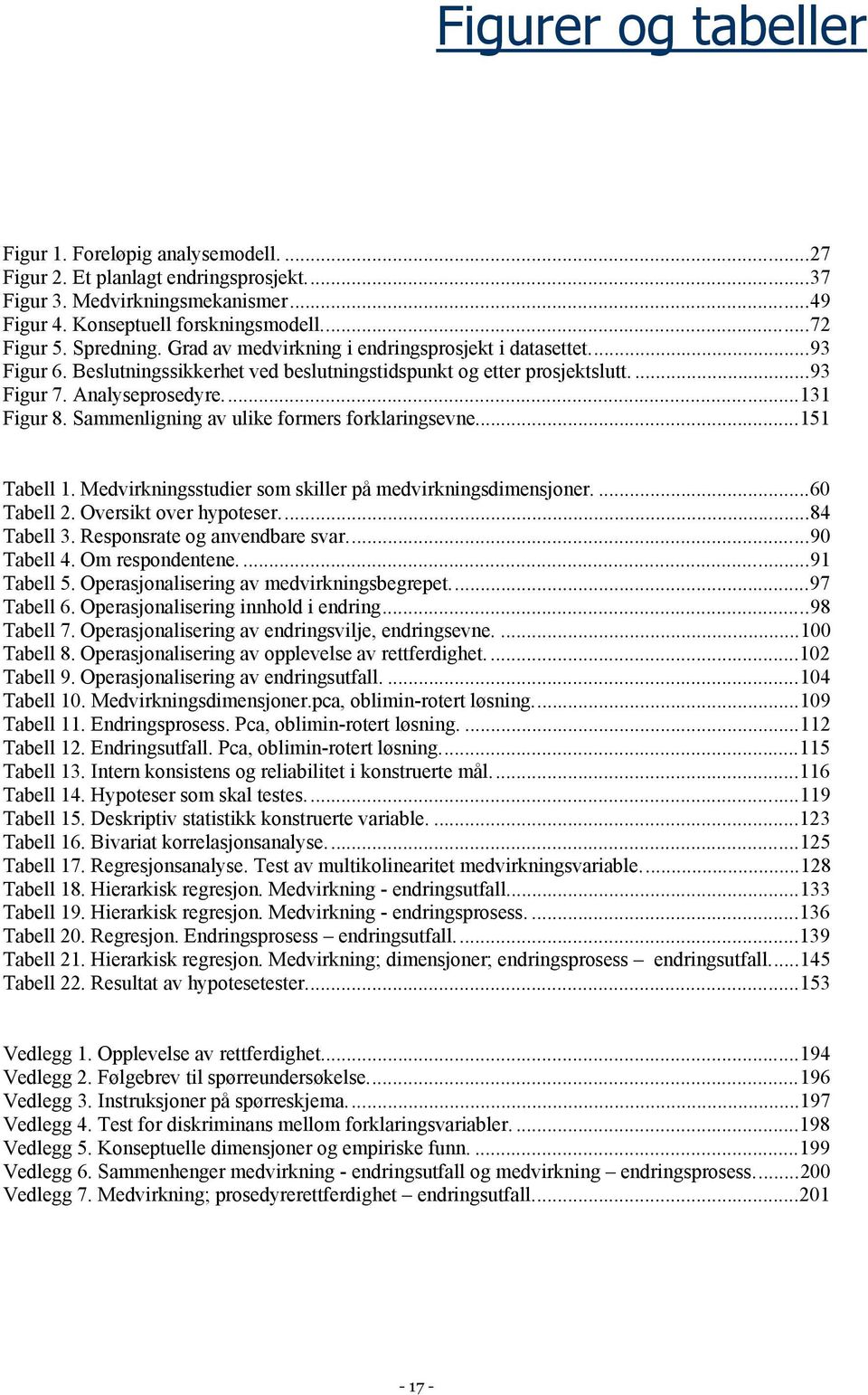 Sammenligning av ulike formers forklaringsevne...151 Tabell 1. Medvirkningsstudier som skiller på medvirkningsdimensjoner....60 Tabell 2. Oversikt over hypoteser...84 Tabell 3.