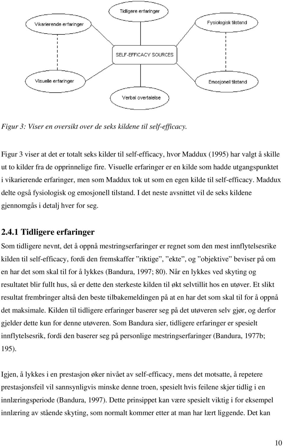 Visuelle erfaringer er en kilde som hadde utgangspunktet i vikarierende erfaringer, men som Maddux tok ut som en egen kilde til self-efficacy. Maddux delte også fysiologisk og emosjonell tilstand.