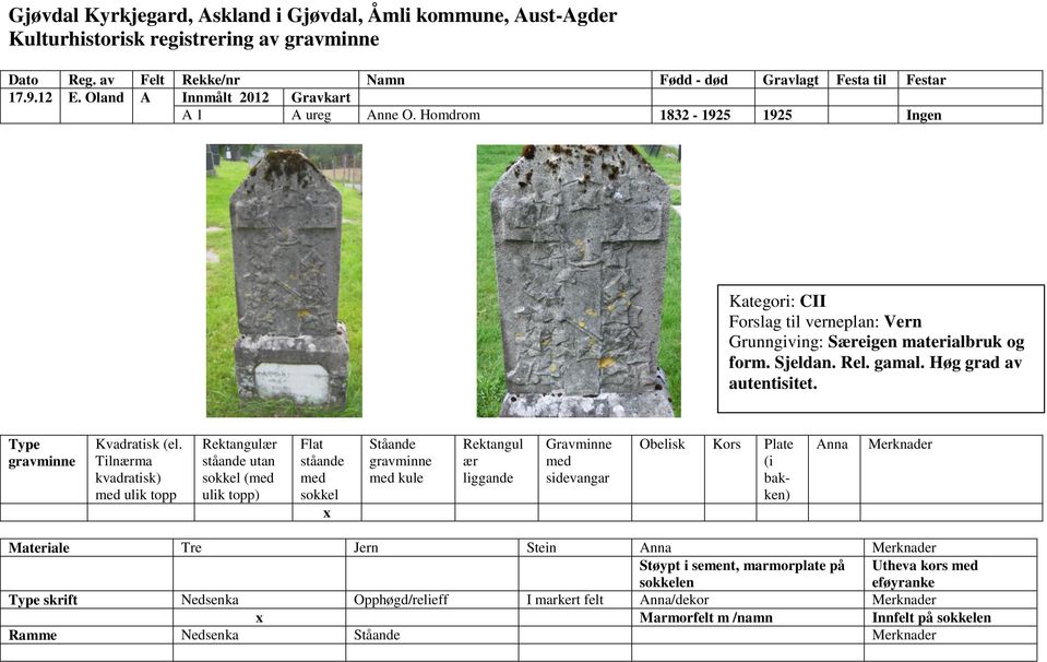 og form. Sjeldan. Rel. gamal. Høg grad av autentisitet.