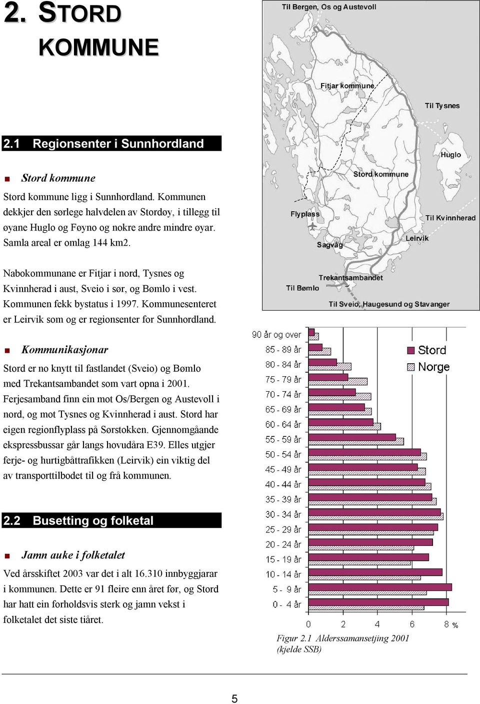 Nabokommunane er Fitjar i nord, Tysnes og Kvinnherad i aust, Sveio i sør, og Bømlo i vest. Kommunen fekk bystatus i 1997. Kommunesenteret er Leirvik som og er regionsenter for Sunnhordland.