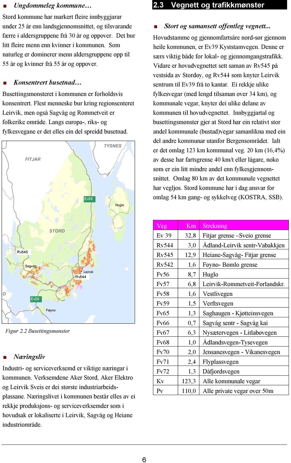 Konsentrert busetnad Busettingsmønsteret i kommunen er forholdsvis konsentrert. Flest menneske bur kring regionsenteret Leirvik, men også Sagvåg og Rommetveit er folkerike område.