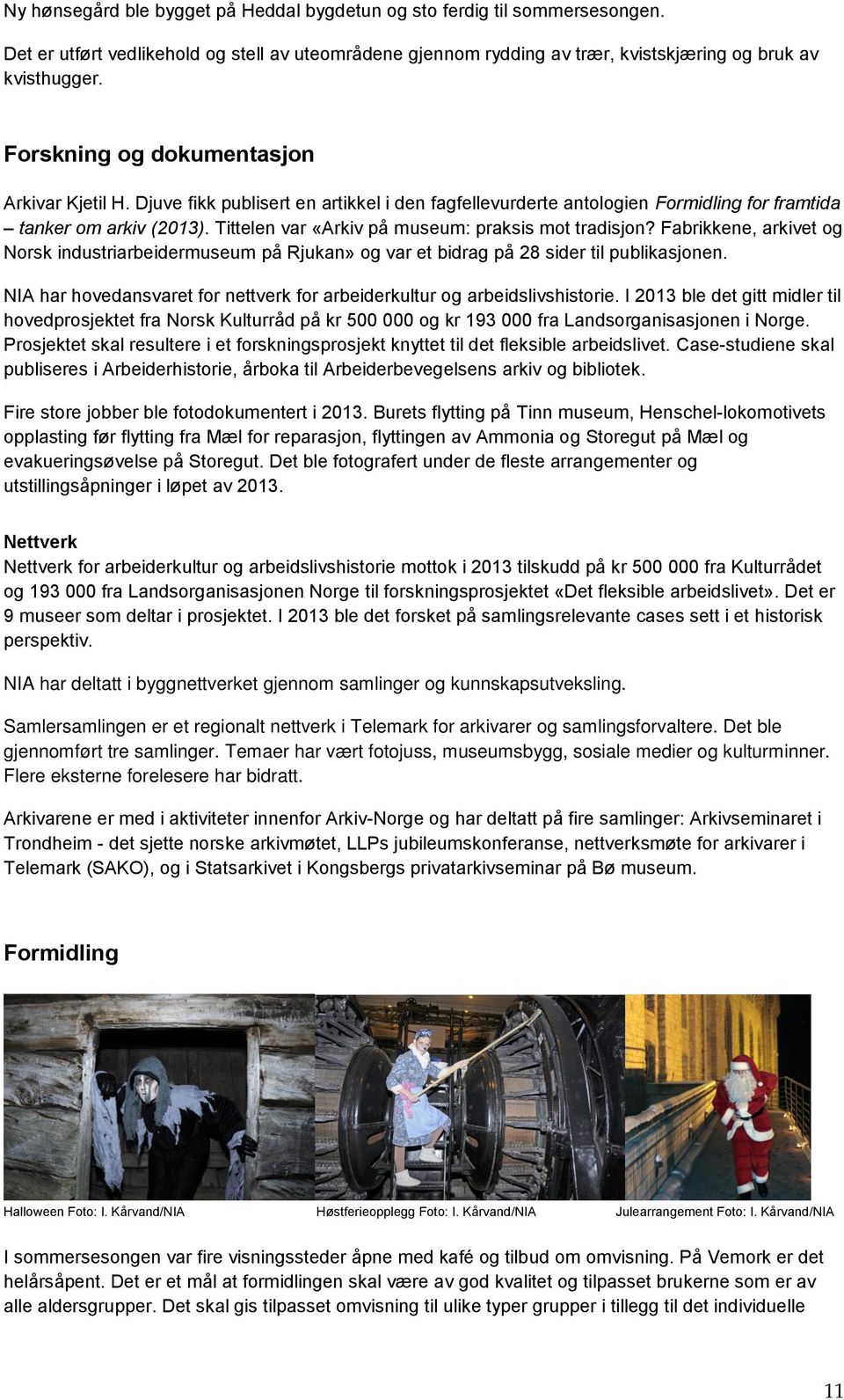 Tittelen var «Arkiv på museum: praksis mot tradisjon? Fabrikkene, arkivet og Norsk industriarbeidermuseum på Rjukan» og var et bidrag på 28 sider til publikasjonen.