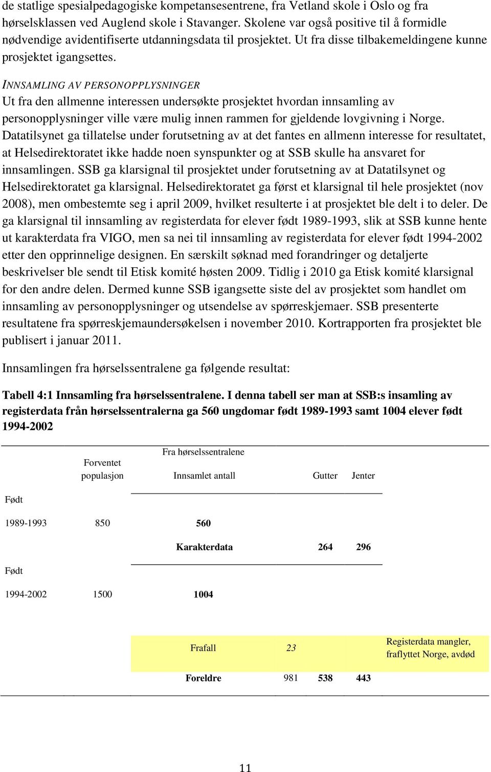 INNSAMLING AV PERSONOPPLYSNINGER Ut fra den allmenne interessen undersøkte prosjektet hvordan innsamling av personopplysninger ville være mulig innen rammen for gjeldende lovgivning i Norge.