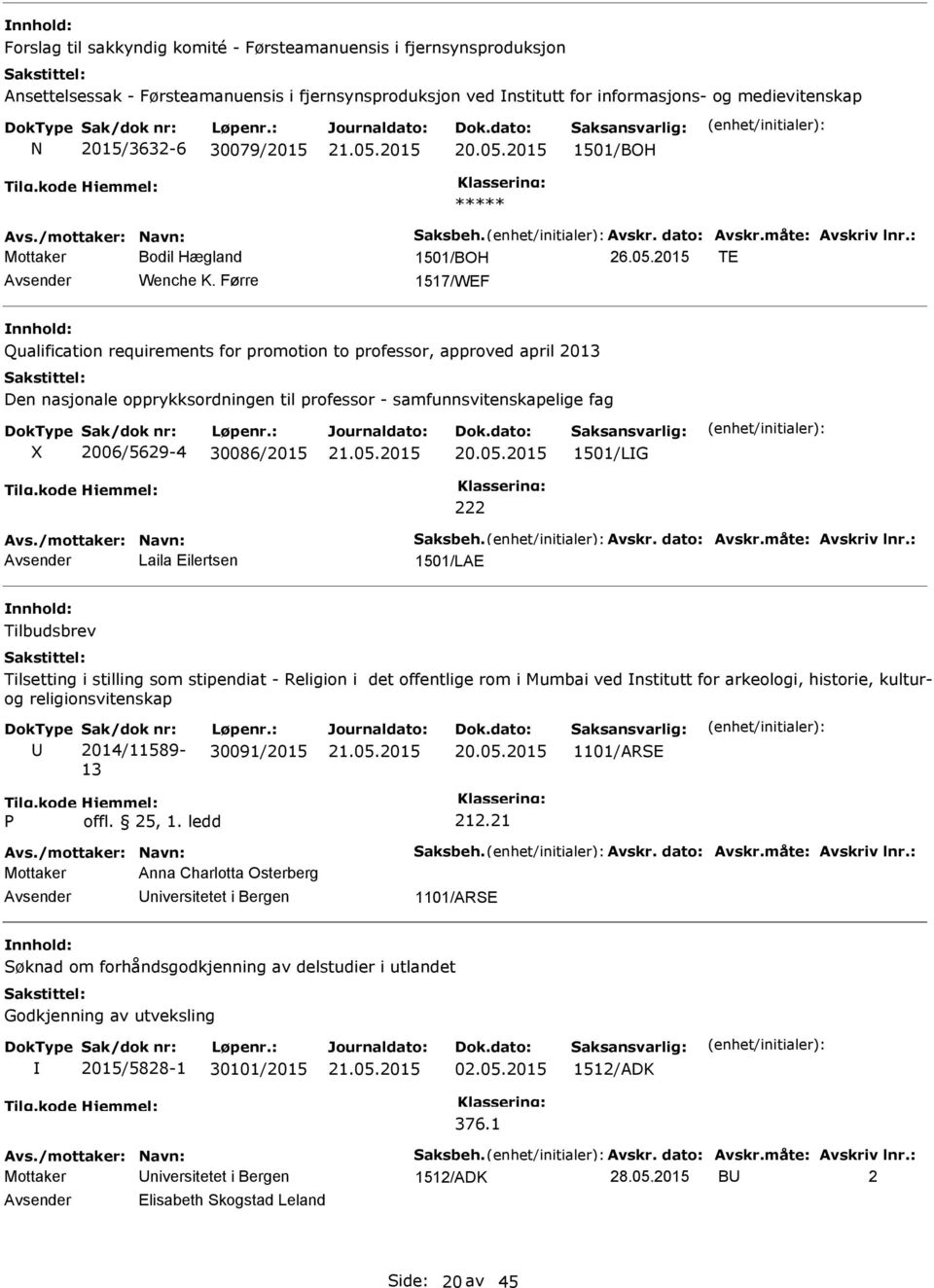 Førre 1517/WEF Qualification requirements for promotion to professor, approved april 2013 Den nasjonale opprykksordningen til professor - samfunnsvitenskapelige fag X 2006/5629-4 30086/2015 1501/LG