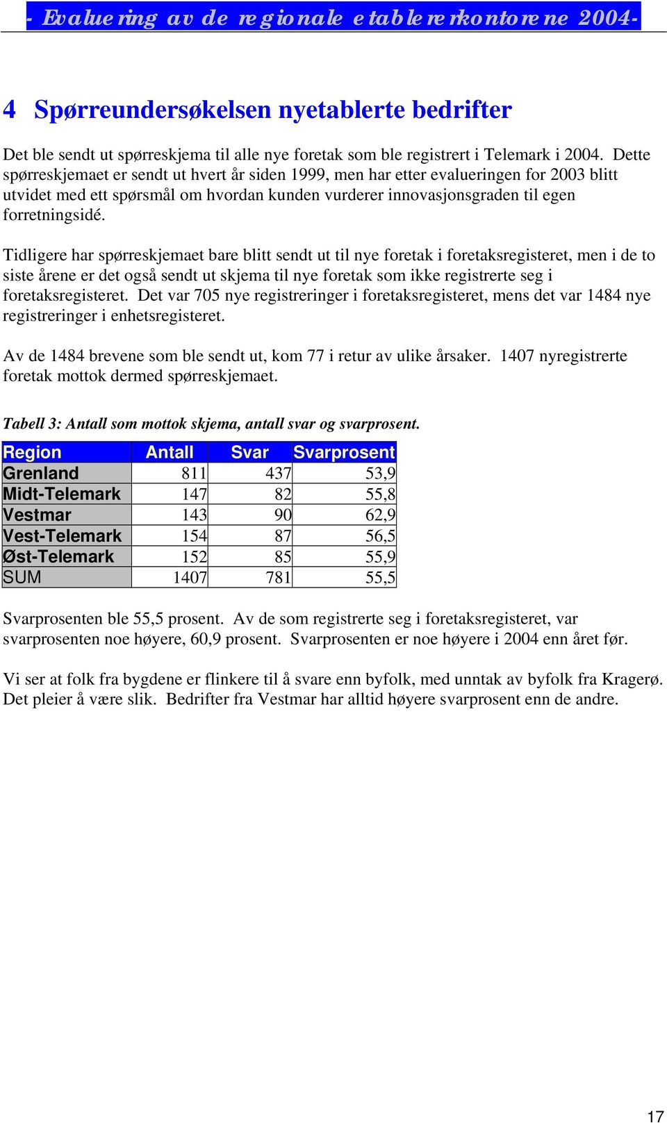 Tidligere har spørreskjemaet bare blitt sendt ut til nye foretak i foretaksregisteret, men i de to siste årene er det også sendt ut skjema til nye foretak som ikke registrerte seg i