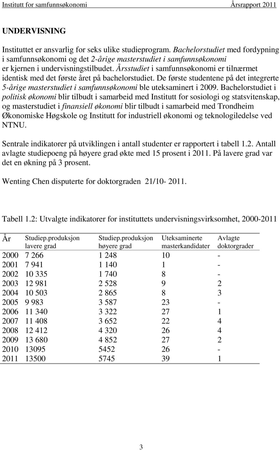 Bachelorstudiet i politisk økonomi blir tilbudt i samarbeid med Institutt for sosiologi og statsvitenskap, og masterstudiet i finansiell økonomi blir tilbudt i samarbeid med Trondheim Økonomiske