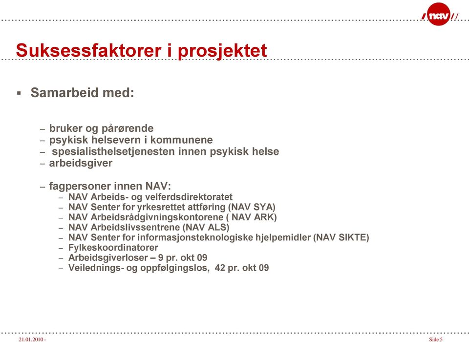 SYA) NAV Arbeidsrådgivningskontorene ( NAV ARK) NAV Arbeidslivssentrene (NAV ALS) NAV Senter for informasjonsteknologiske