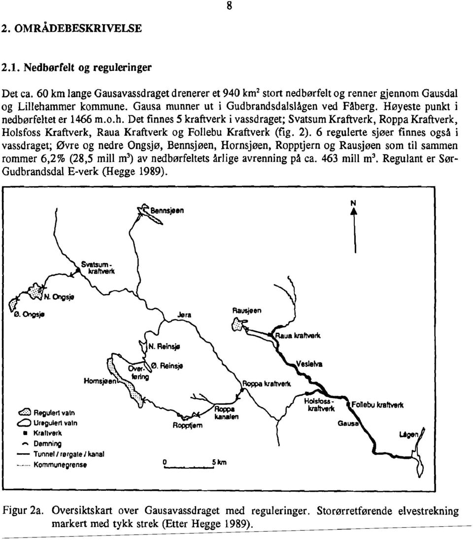 Det finnes 5 kraftverk i vassdraget; Svatsum Kraftverk, Roppa Kraftverk, Holsfoss Kraftverk, Raua Kraftverk og Follebu Kraftverk (fig. 2).