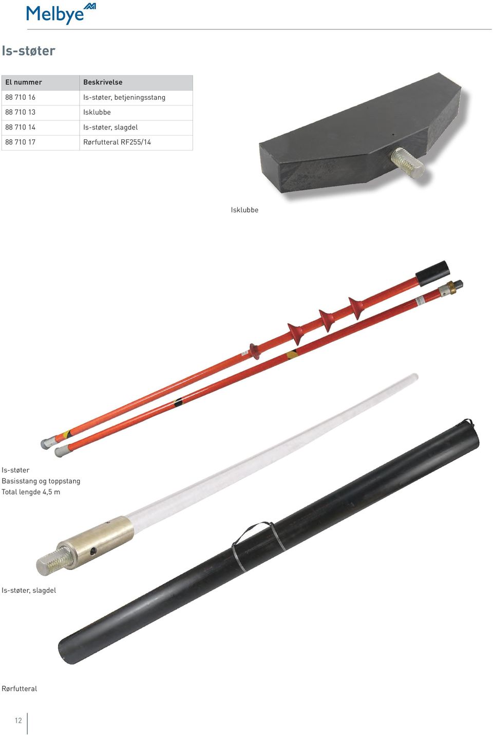 Rørfutteral RF255/14 Isklubbe Is-støter Basisstang og