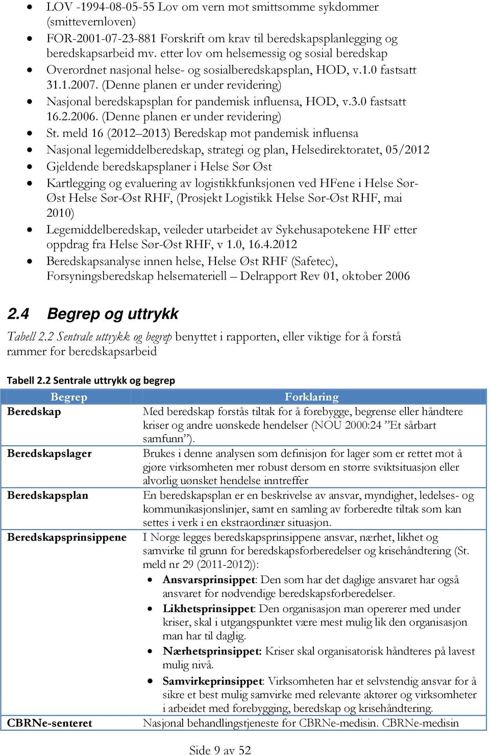 (Denne planen er under revidering) Nasjonal beredskapsplan for pandemisk influensa, HOD, v.3.0 fastsatt 16.2.2006. (Denne planen er under revidering) St.