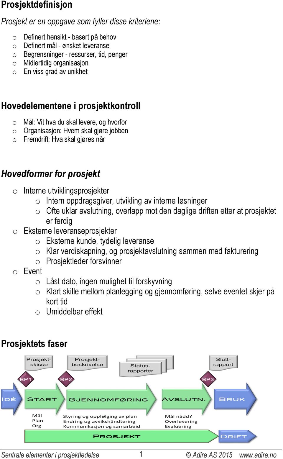 for prosjekt o Interne utviklingsprosjekter o Intern oppdragsgiver, utvikling av interne løsninger o Ofte uklar avslutning, overlapp mot den daglige driften etter at prosjektet er ferdig o Eksterne