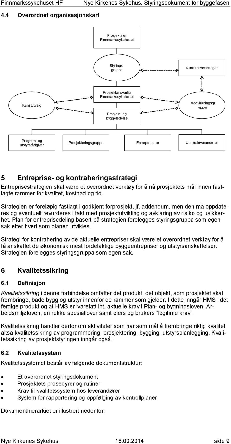 innen fastlagte rammer for kvalitet, kostnad og tid. Strategien er foreløpig fastlagt i godkjent forprosjekt, jf.