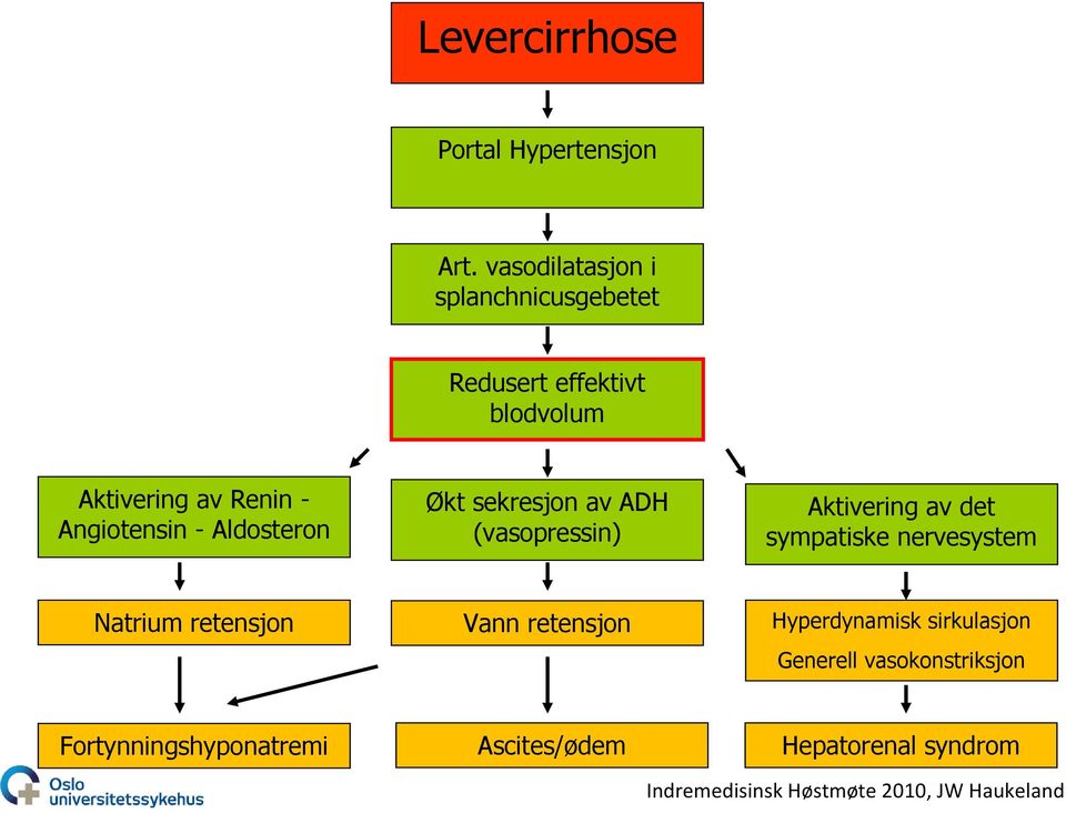 Angiotensin - Aldosteron Økt sekresjon av ADH (vasopressin) Aktivering av det sympatiske