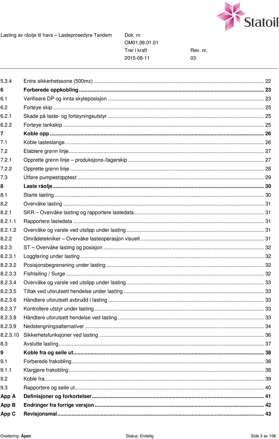 .. 29 8 Laste råolje... 30 8.1 Starte lasting... 30 8.2 Overvåke lasting... 31 8.2.1 SKR Overvåke lasting og rapportere lastedata... 31 8.2.1.1 Rapportere lastedata... 31 8.2.1.2 Overvåke og varsle ved utslipp under lasting.