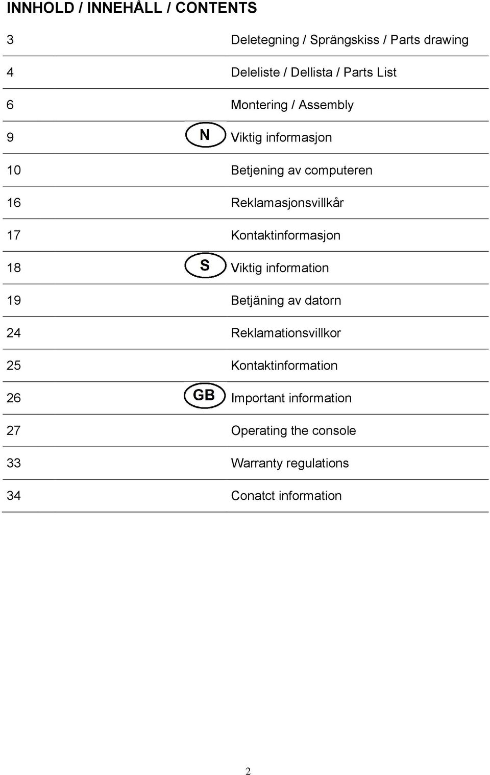 Reklamasjonsvillkår 17 Kontaktinformasjon 18 Viktig information 19 Betjäning av datorn 24