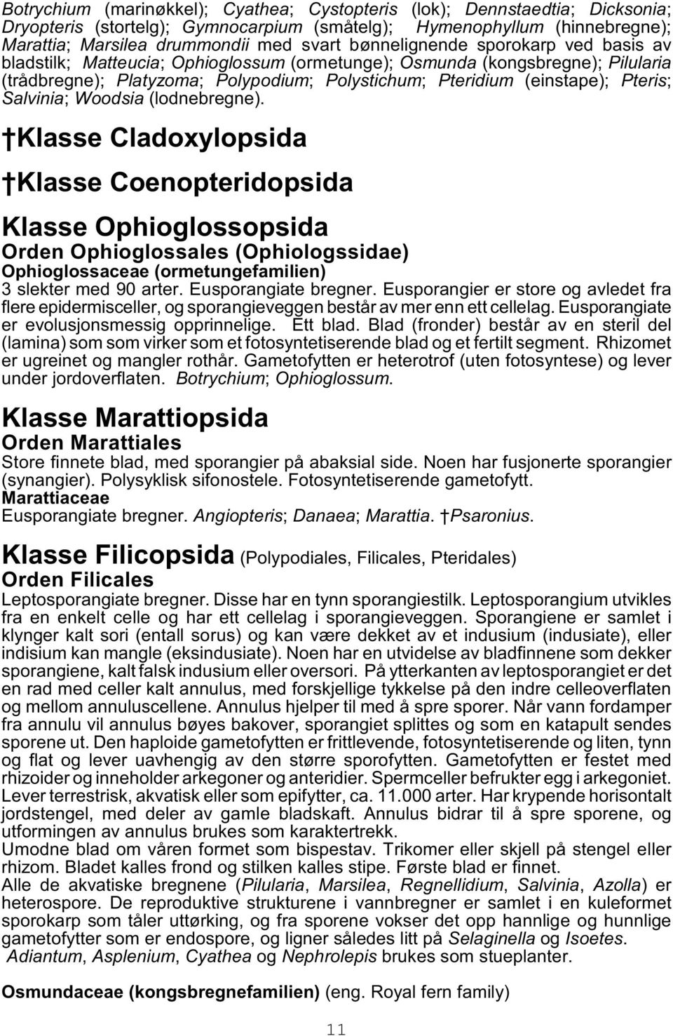 Salvinia; Woodsia (lodnebregne).