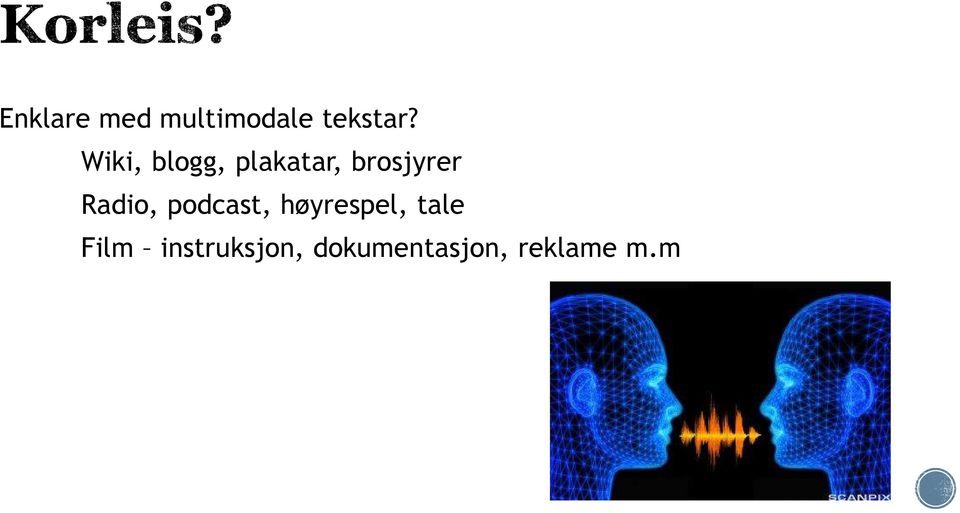 Radio, podcast, høyrespel, tale