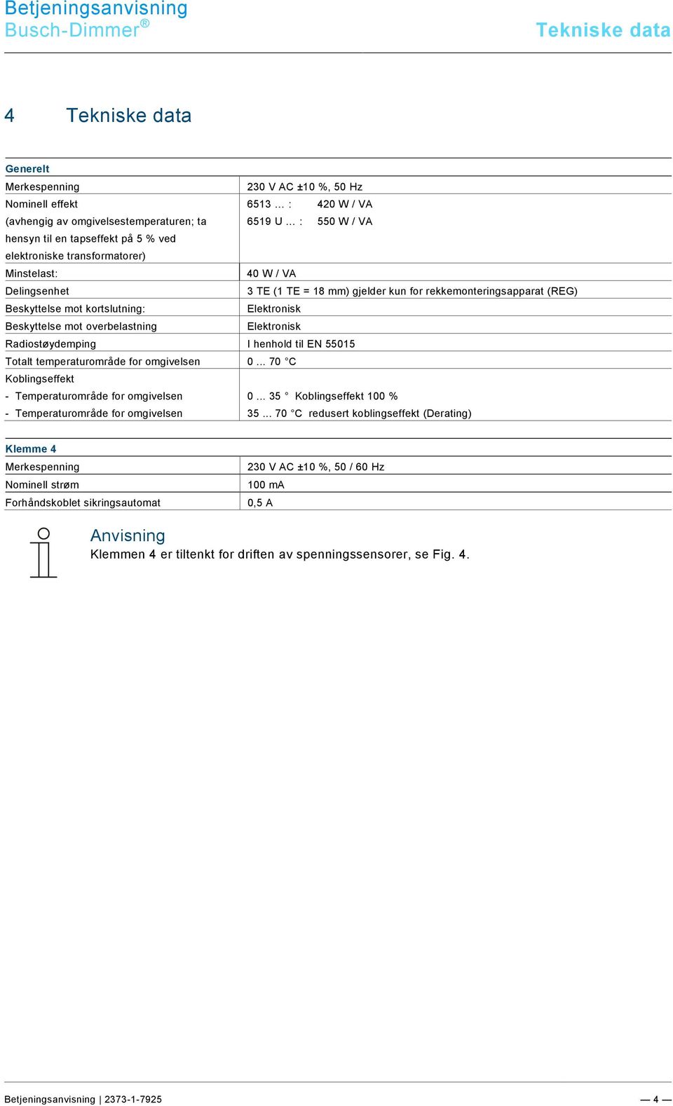 9\mod_1268898668093_0.docx @ 160802 @ @ 1 Busch-Dimmer Tekniske data Pos : 14 / #Neustr uktur#/online-dokumentati on (+KN )/Übersc hriften (--> Für all e D okumente <--)/1.