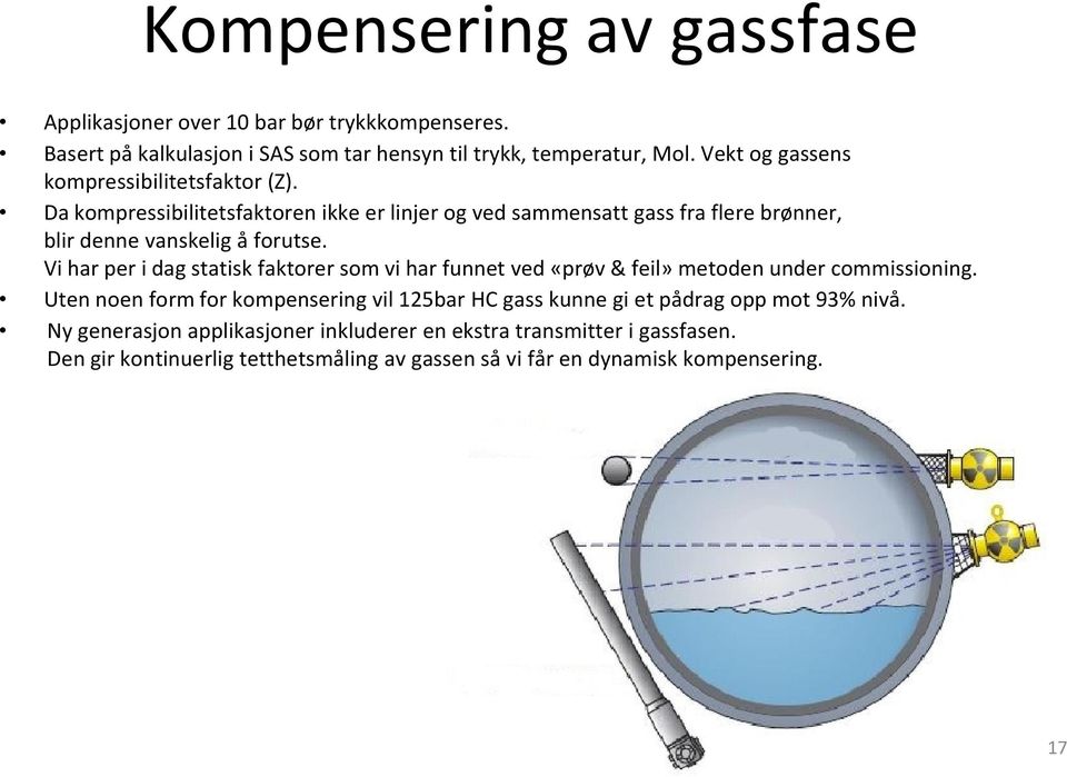 Vi har per i dag statisk faktorer som vi har funnet ved «prøv & feil» metoden under commissioning.