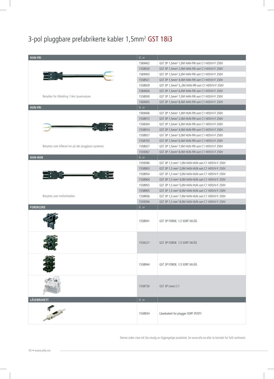 FORDELERE 1569402 GST 3P 1,5mm² 1,0M HAN-FRI sort C1 H05VV-F 250V 1558920 GST 3P 1,5mm² 2,0M HAN-FRI sort C1 H05VV-F 250V 1569403 GST 3P 1,5mm² 3,0M HAN-FRI sort C1 H05VV-F 250V 1558921 GST 3P 1,5mm²