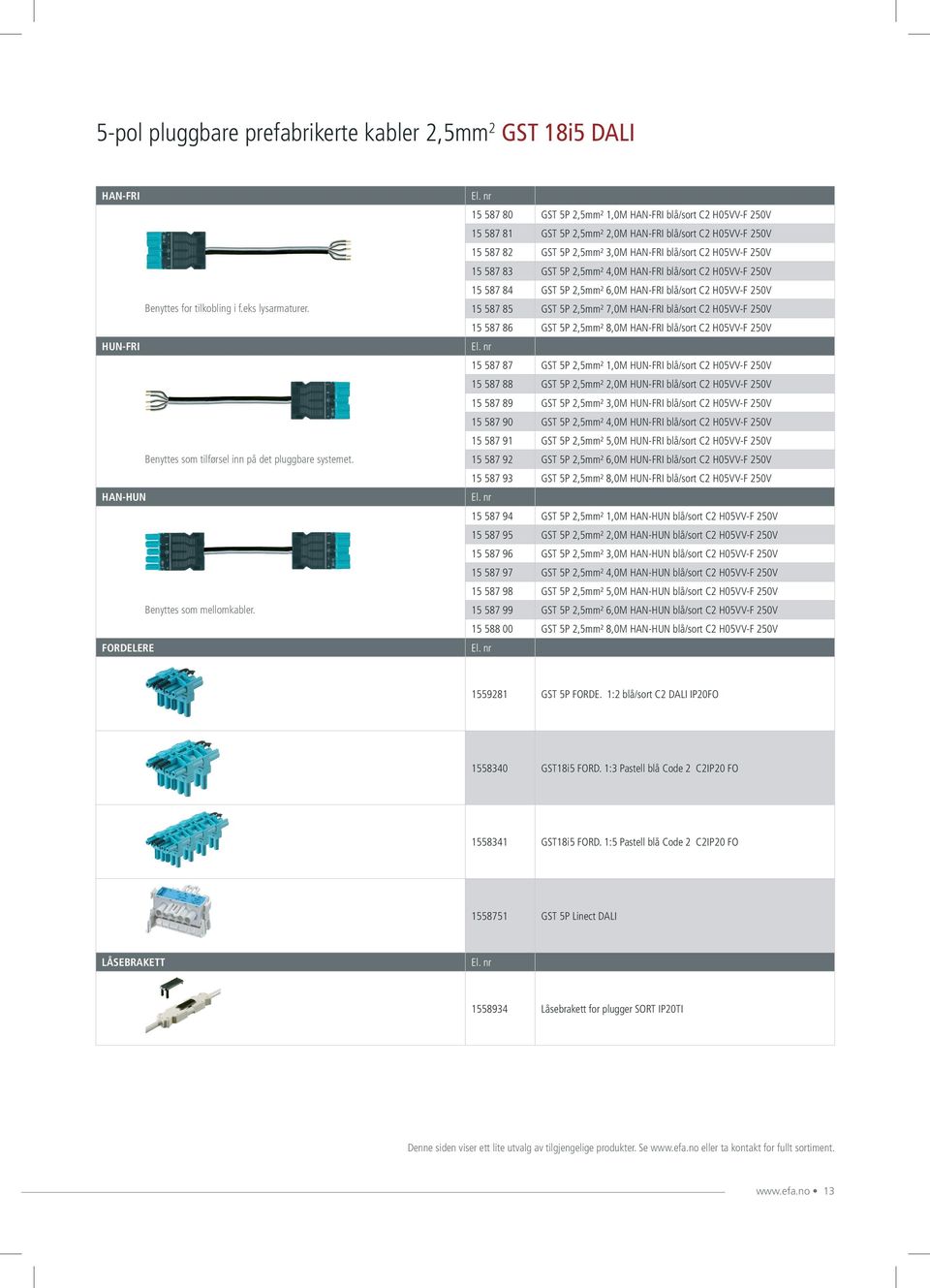 FORDELERE 15 587 80 GST 5P 2,5mm² 1,0M HAN-FRI blå/sort C2 H05VV-F 250V 15 587 81 GST 5P 2,5mm² 2,0M HAN-FRI blå/sort C2 H05VV-F 250V 15 587 82 GST 5P 2,5mm² 3,0M HAN-FRI blå/sort C2 H05VV-F 250V 15