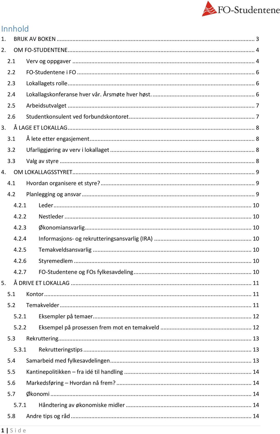 OM LOKALLAGSSTYRET... 9 4.1 Hvordan organisere et styre?... 9 4.2 Planlegging og ansvar... 9 1 S ide 4.2.1 Leder... 10 4.2.2 Nestleder... 10 4.2.3 Økonomiansvarlig... 10 4.2.4 Informasjons- og rekrutteringsansvarlig (IRA).