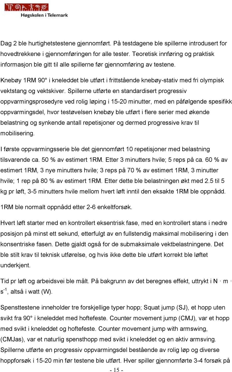 Knebøy 1RM 90 i kneleddet ble utført i frittstående knebøy-stativ med fri olympisk vektstang og vektskiver.