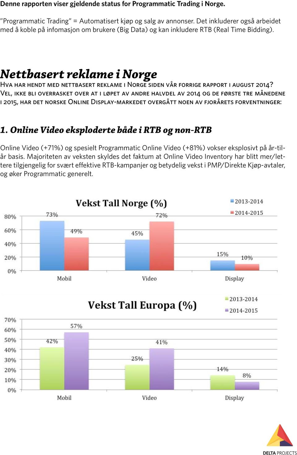 Nettbasert reklame i Norge Hva har hendt med nettbasert reklame i Norge siden vår forrige rapport i august 2014?