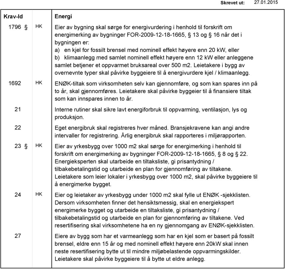 Leietakere i bygg av overnevnte typer skal påvirke byggeiere til å energivurdere kjel / klimaanlegg.