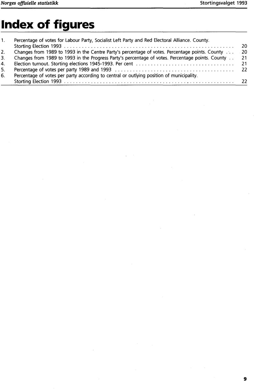 Changes from 989 to 993 in the Progress Party's percentage of votes. Percentage points. County. 2 4. Election turnout. Storting elections 945-993.