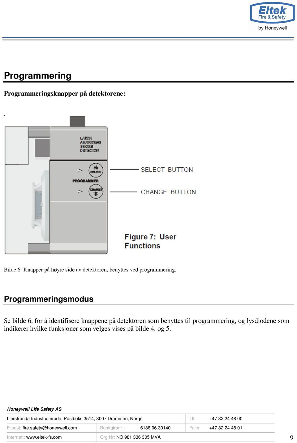 for å identifisere knappene på detektoren som benyttes til programmering, og