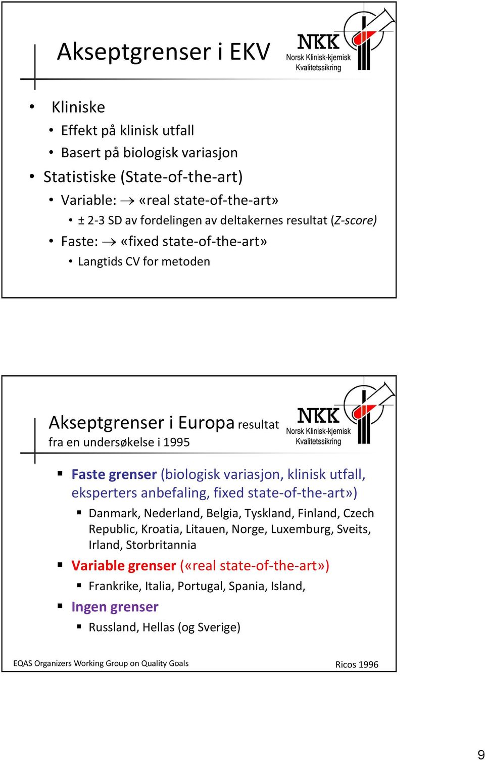 klinisk utfall, eksperters anbefaling, fixed state-of-the-art») Danmark, Nederland, Belgia, Tyskland, Finland, Czech Republic, Kroatia, Litauen, Norge, Luxemburg, Sveits, Irland,