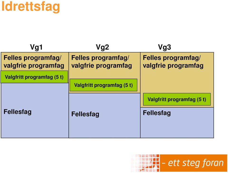 Felles programfag/ valgfrie programfag Valgfritt programfag (5 t)