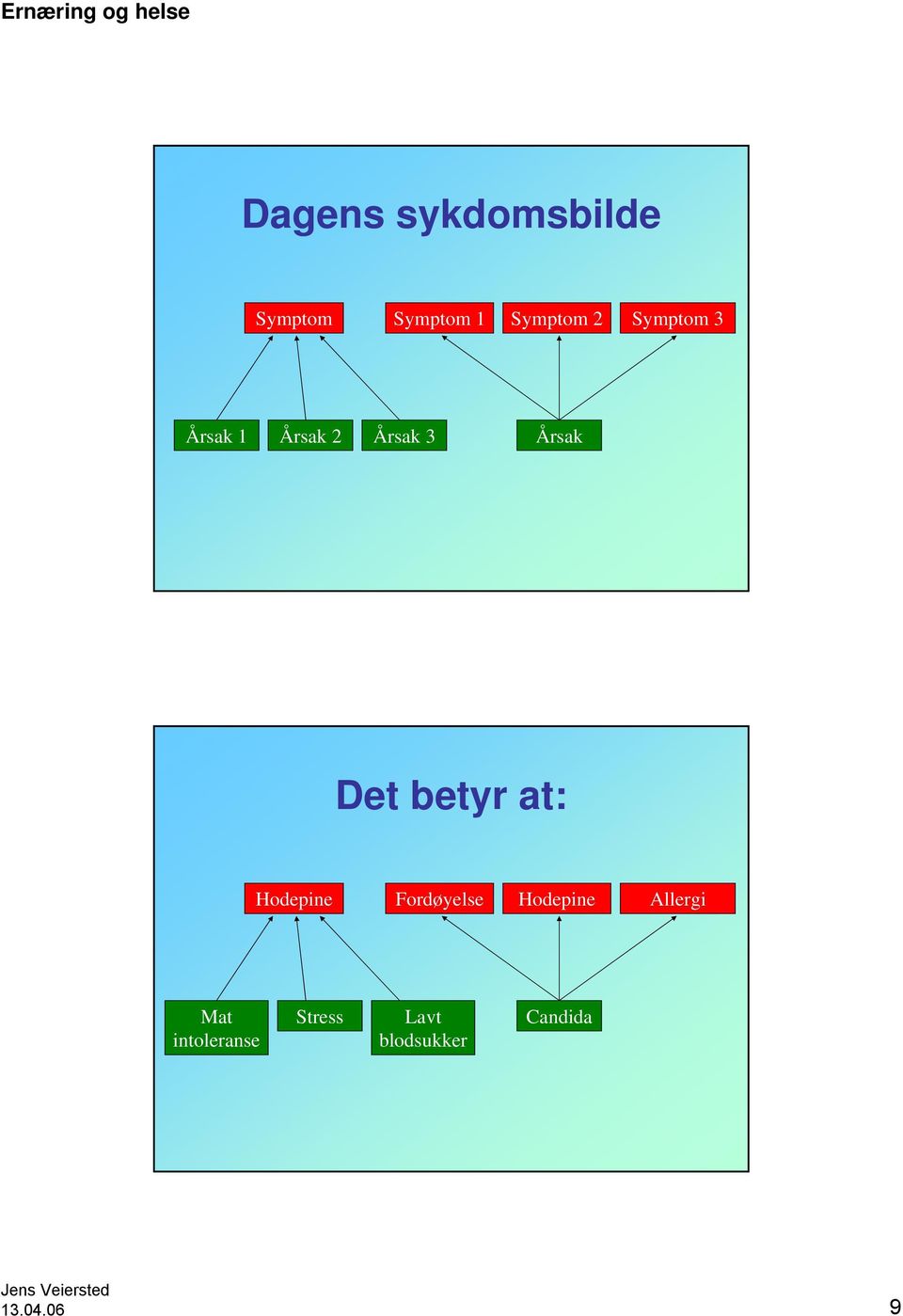 betyr at: Hodepine Fordøyelse Hodepine Allergi