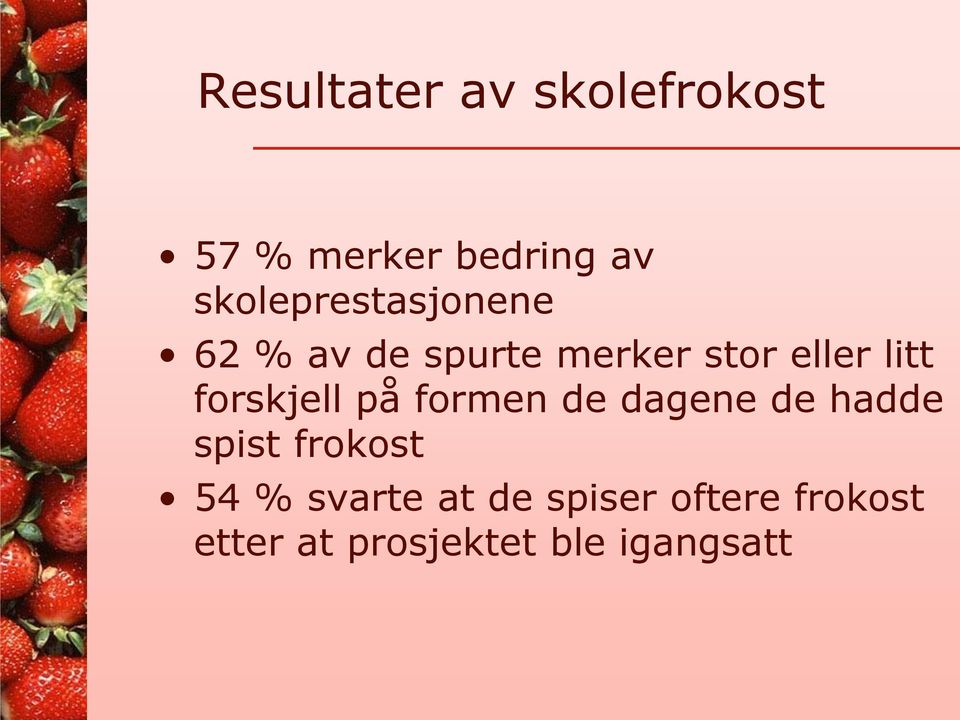 litt forskjell på formen de dagene de hadde spist frokost