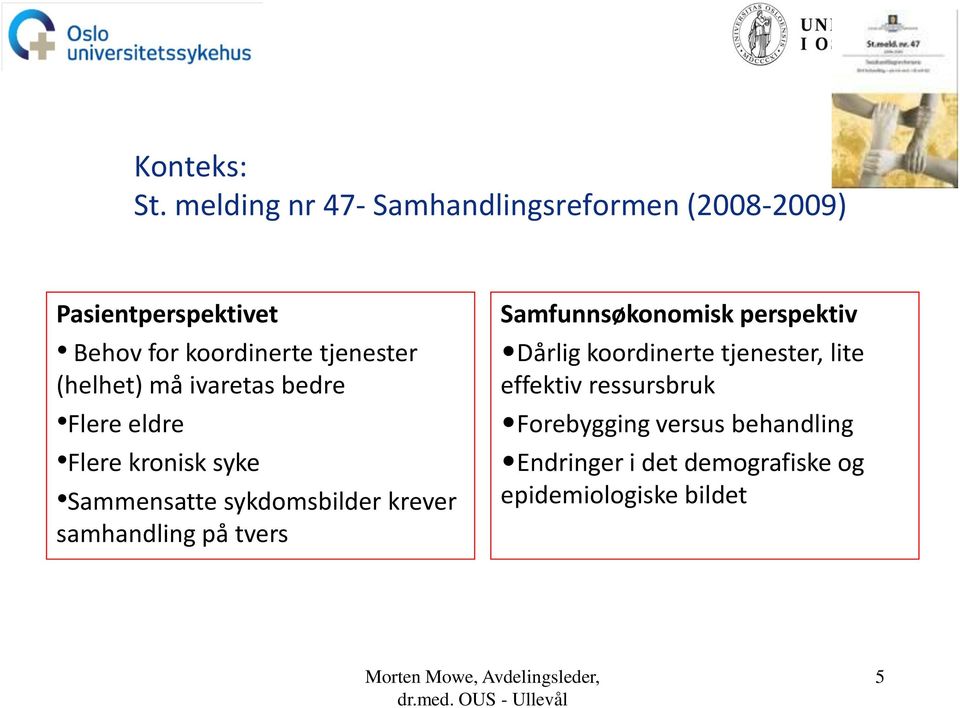 ivaretas bedre Flere eldre Flere kronisk syke Sammensatte sykdomsbilder krever samhandling på tvers