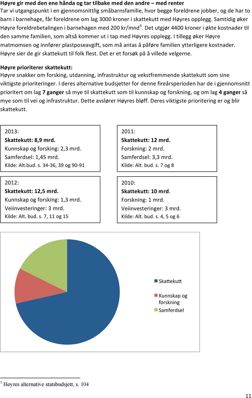 Det utgjør 4400 kroner i økte kostnader til den samme familien, som altså kommer ut i tap med Høyres opplegg.