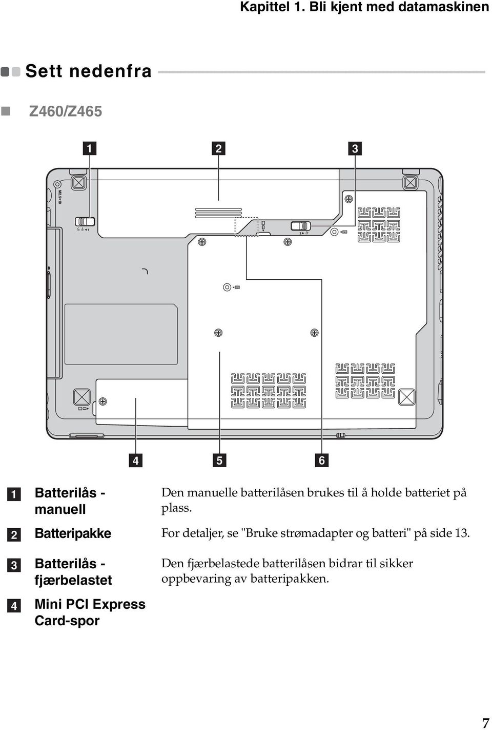 - - - - - - - - - - - - - - - - - - - - - - - - - - - - - - - - - - - - - - - Z460/Z465 a b c d e f a b Batterilås - manuell Den manuelle