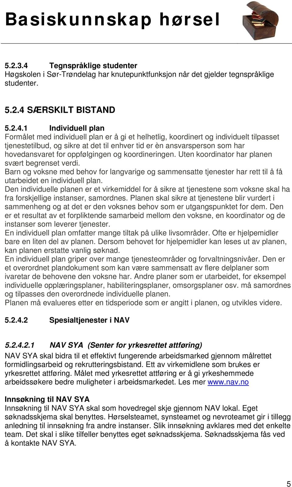 SÆRSKILT BISTAND 5.2.4.