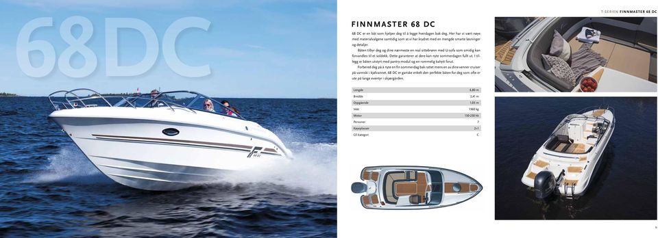 Båten tilbyr deg og dine nærmeste en real sittebrønn med U-sofa som smidig kan forvandles til et soldekk. Dette garanterer at dere kan nyte sommerdagen fullt ut.