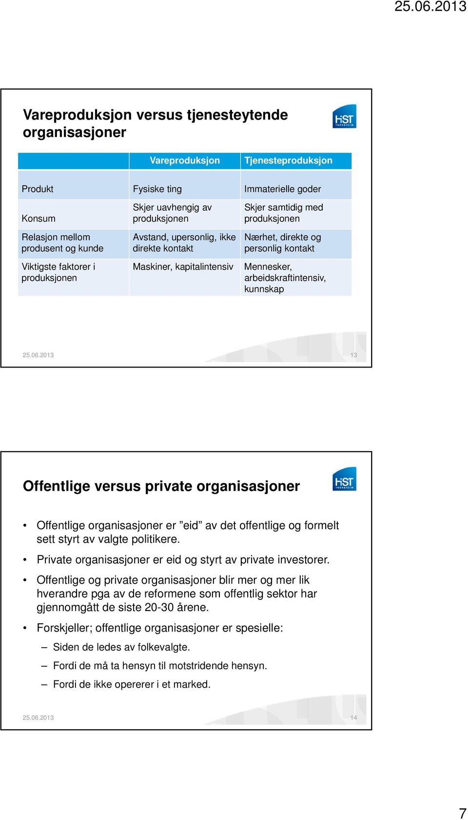 arbeidskraftintensiv, kunnskap 13 Offentlige versus private organisasjoner Offentlige organisasjoner er eid av det offentlige og formelt sett styrt av valgte politikere.