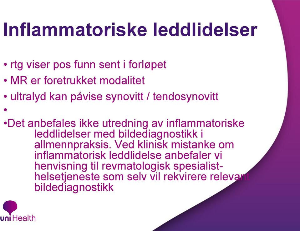 bildediagnostikk i allmennpraksis.