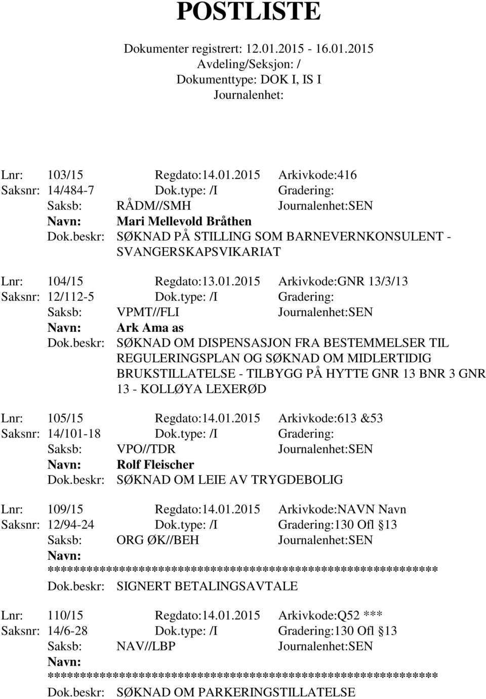 beskr: SØKNAD OM DISPENSASJON FRA BESTEMMELSER TIL REGULERINGSPLAN OG SØKNAD OM MIDLERTIDIG BRUKSTILLATELSE - TILBYGG PÅ HYTTE GNR 13 BNR 3 GNR 13 - KOLLØYA LEXERØD Lnr: 105/15 Regdato:14.01.