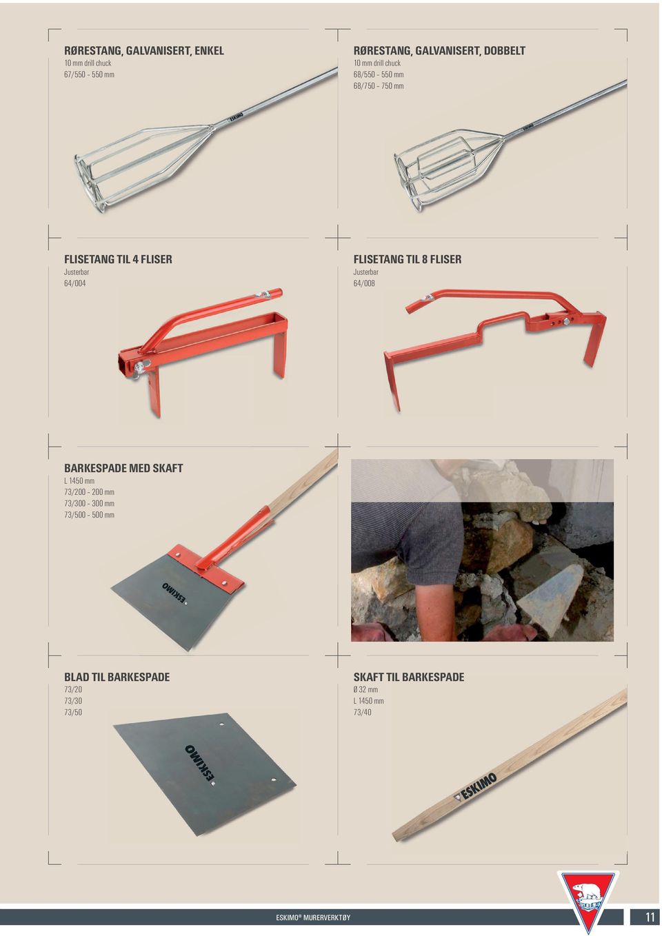 FLISETANG TIL 8 FLISER Justerbar 64/008 BARKESPADE MED SKAFT L 1450 mm 73/200 200 mm 73/300