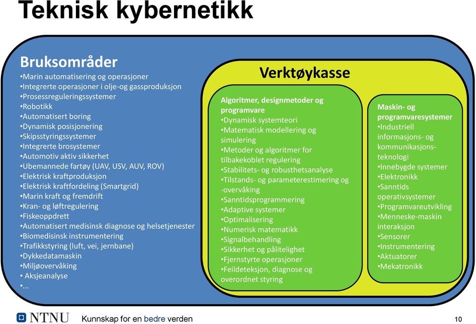 Kran- og løftregulering Fiskeoppdrett Automatisert medisinsk diagnose og helsetjenester Biomedisinsk instrumentering Trafikkstyring (luft, vei, jernbane) Dykkedatamaskin Miljøovervåking Aksjeanalyse.